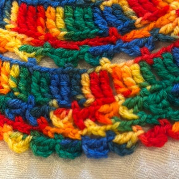 Hand Crafted Multicolor Crochet Placemats Doilies Set of 2 - Picture 6 of 6